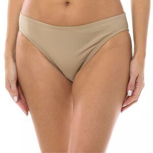 NWT Michael Michael Kors Stretch Nylon Low Rise Bikini Bottom Khaki Size Large